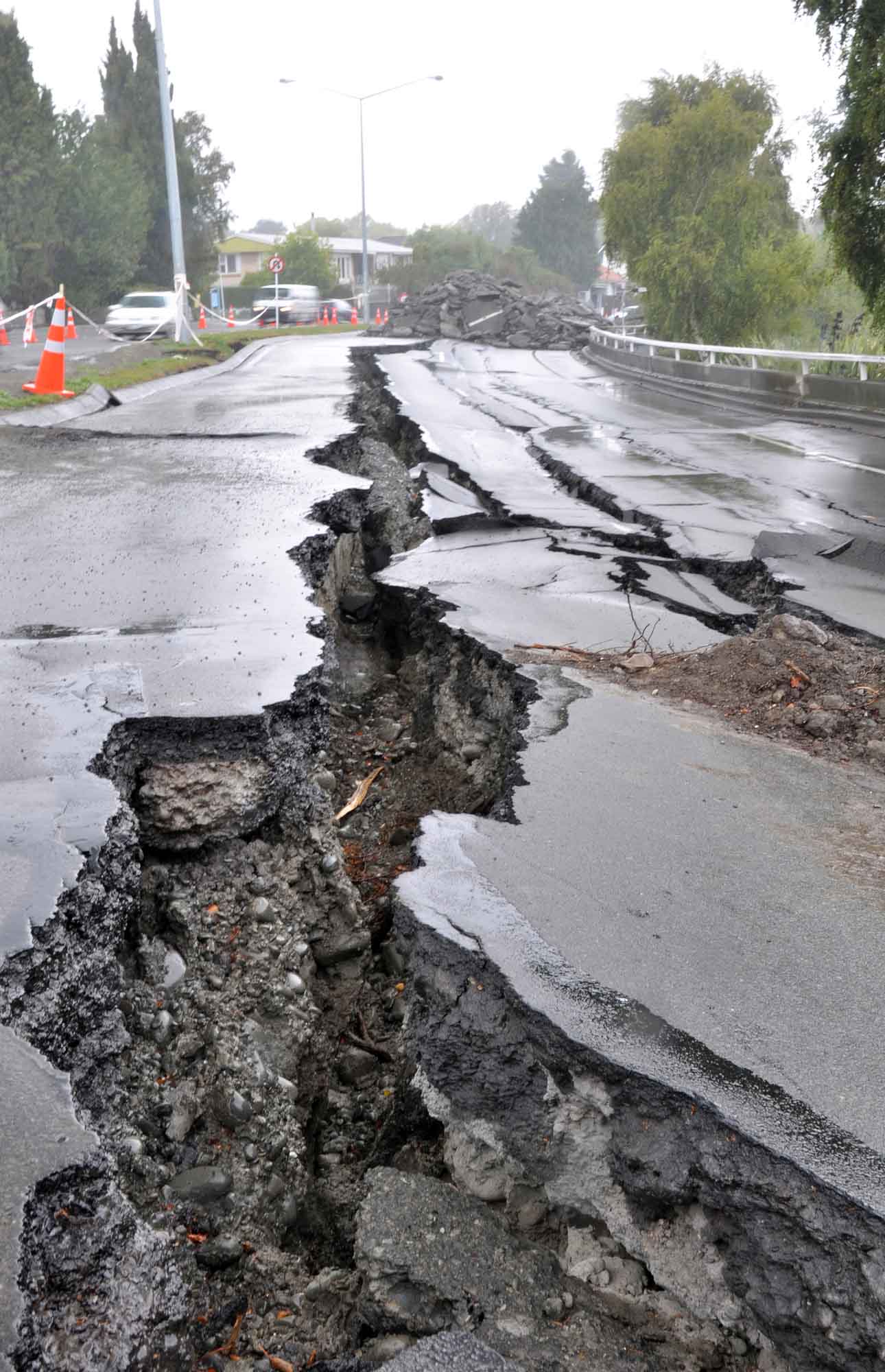Road fractured after an earthquake